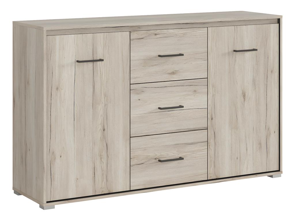 Homelumiere 2-Door 3-Drawer Buffet in Wood and Anthracite