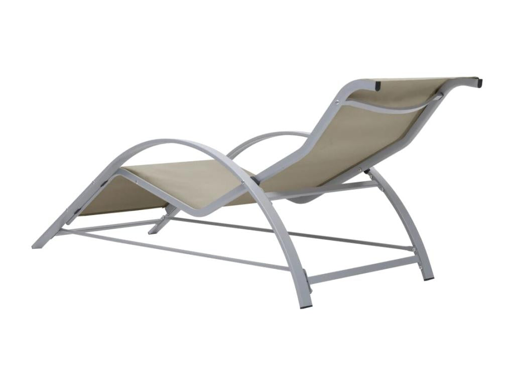 Set of 2 cream aluminum sun loungers 41x41x45 cm 02 0012073