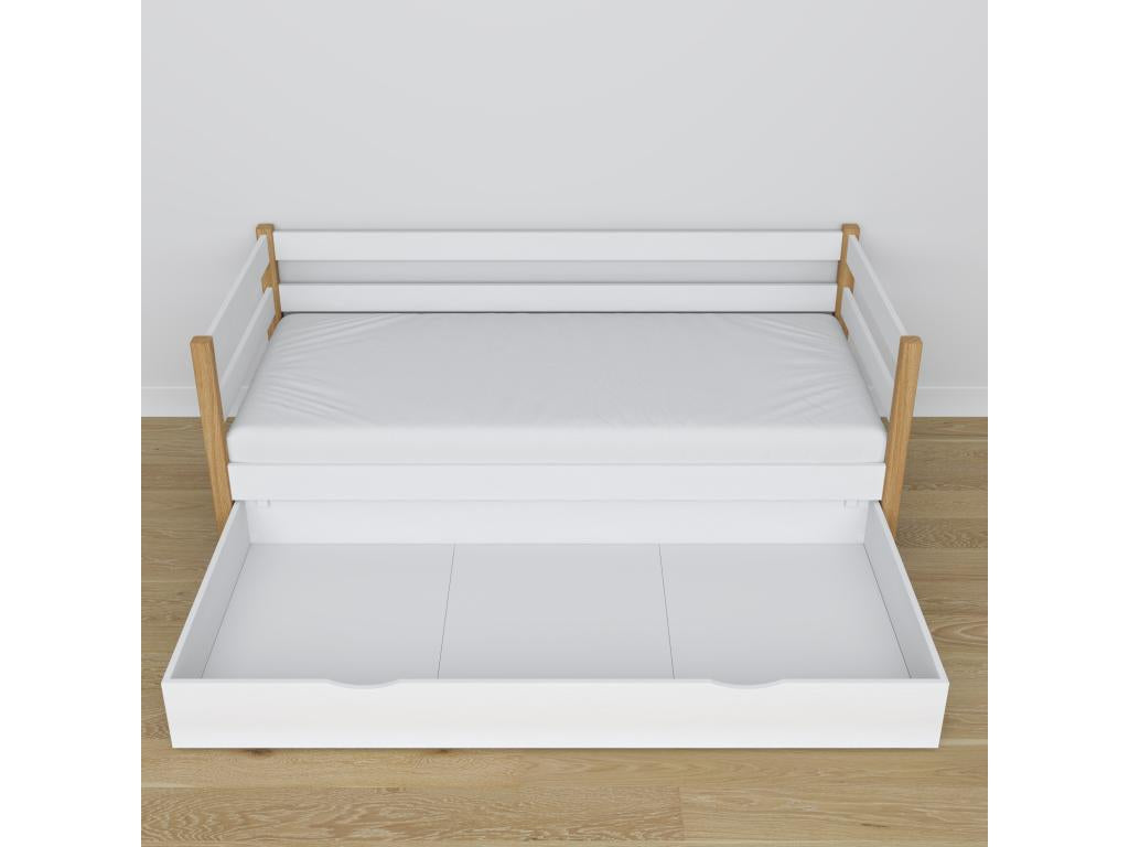 Wooden daybed - with drawer N01 White / Natural Oak 120x190 99897DFQL