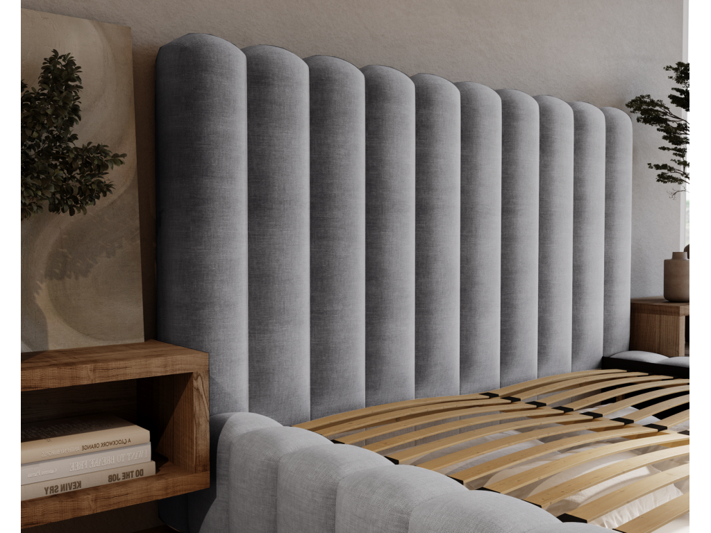 Delimoa Double Bed 160x200 Delimoa - Upholstered Bed with Storage Frame Light Grey Ikoo 19 86661BFXG