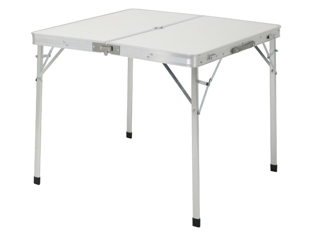 Folding garden set: Rectangular garden table and 4 camping chairs, white/grey, 7house