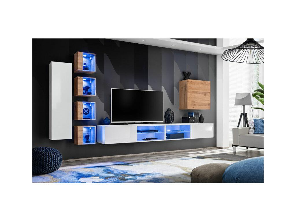 Homelumiere 320cm White/Natural TV Unit Set