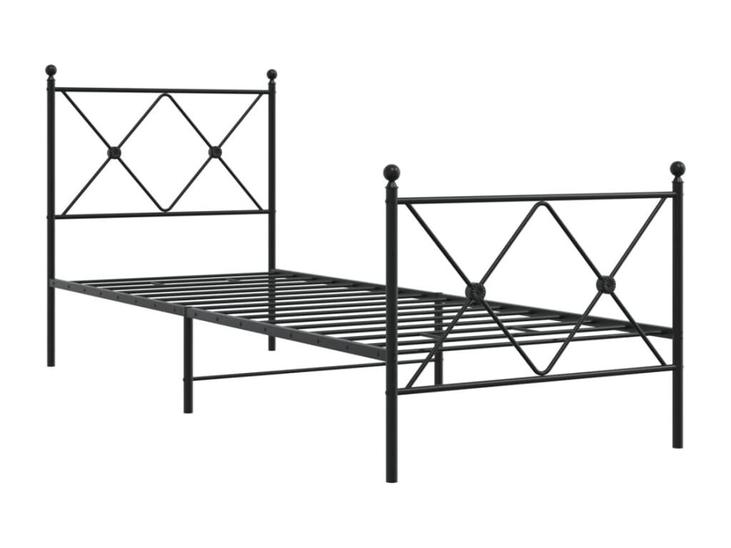 Metal bed frame without mattress, with black bed legs, 80x200 cm