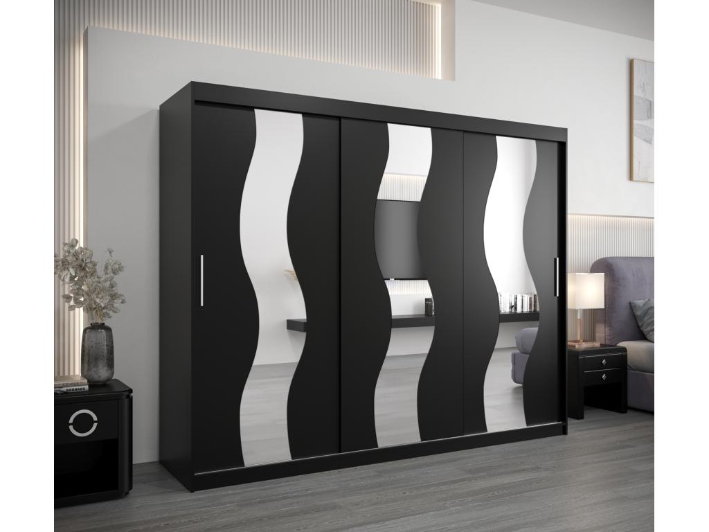 Homelumiere Sliding Door Wardrobe 200/250/62 3 Doors Black/Black