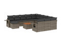 Garden furniture set with cushions, 13 pieces, grey woven resin