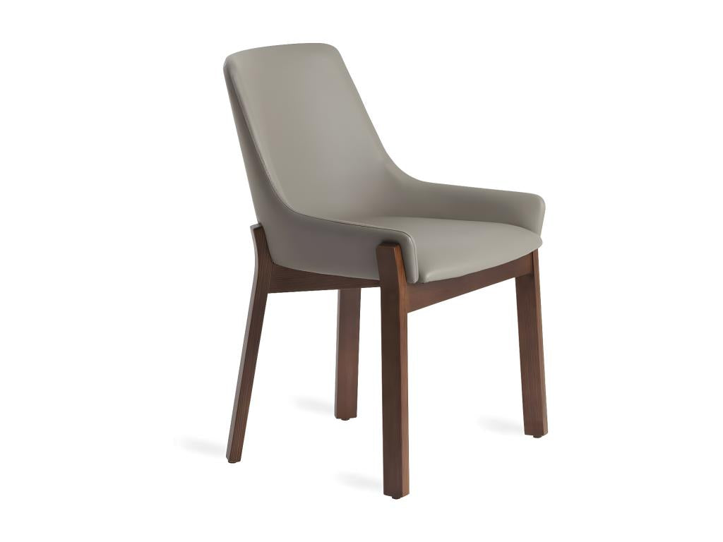 Contemporary chair in ash wood and faux leather, Homelumiere - Set of 2 - Colour: Homelumiere 28 Mauve