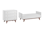 Convertible bed 70x140 and 3-drawer chest - White and wood