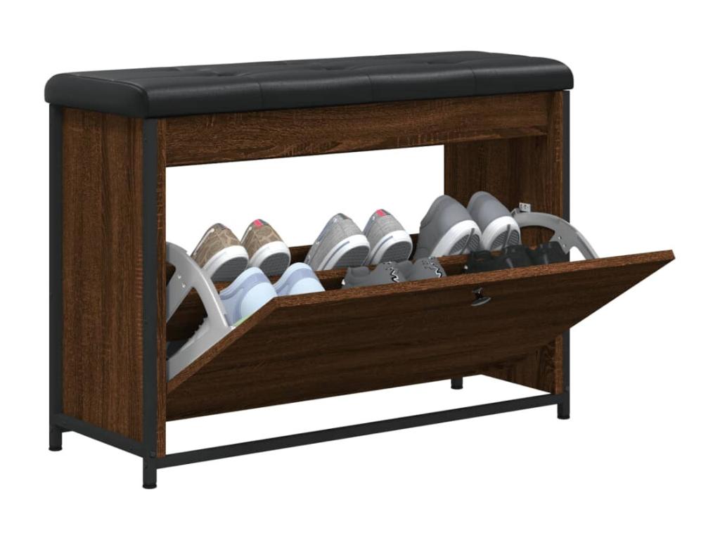 Shoe bench with drop-down drawer, smoked oak, 82x32x56 cm, 56802UCTQ