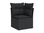 8-piece garden furniture set with cushions, black woven resin