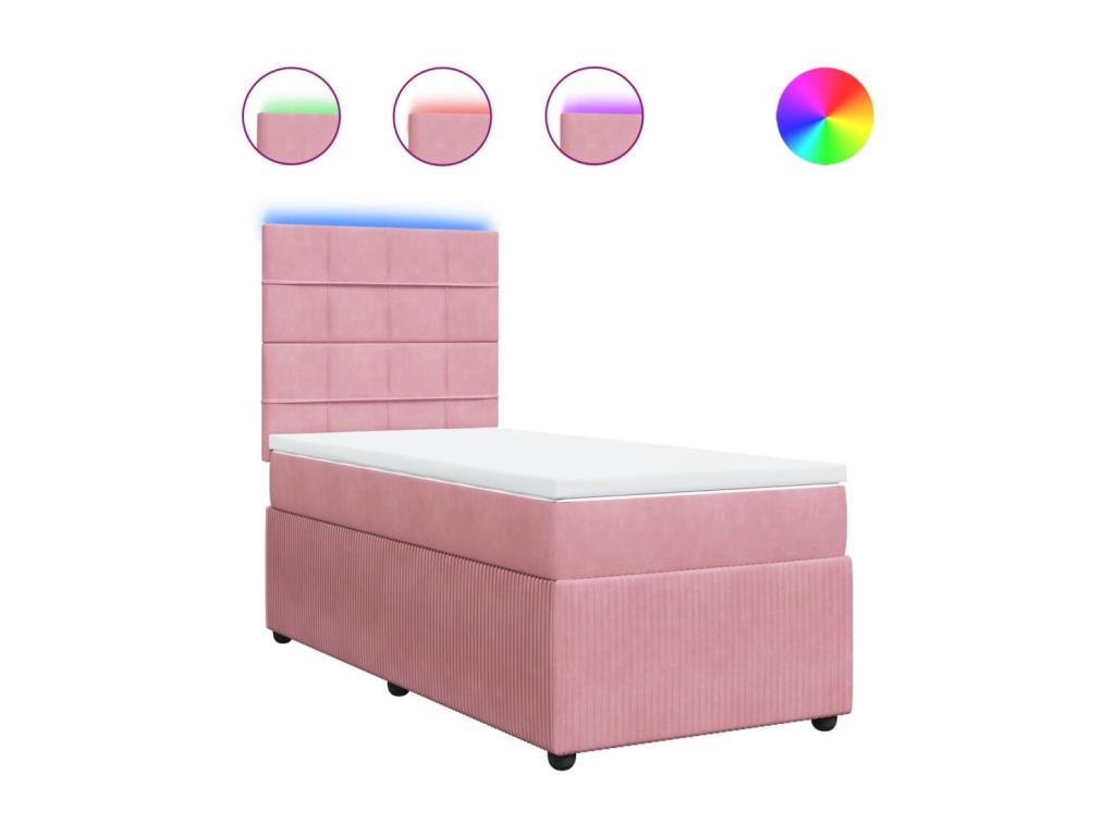 Homelumiere bed base and mattress, Pink 80x200 cm Velvet