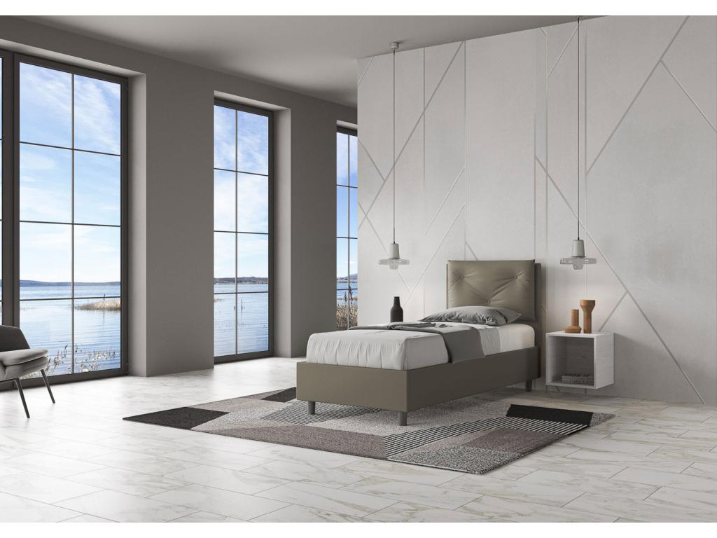 Upholstered storage bed 80x190 cappuccino faux leather Homelumiere