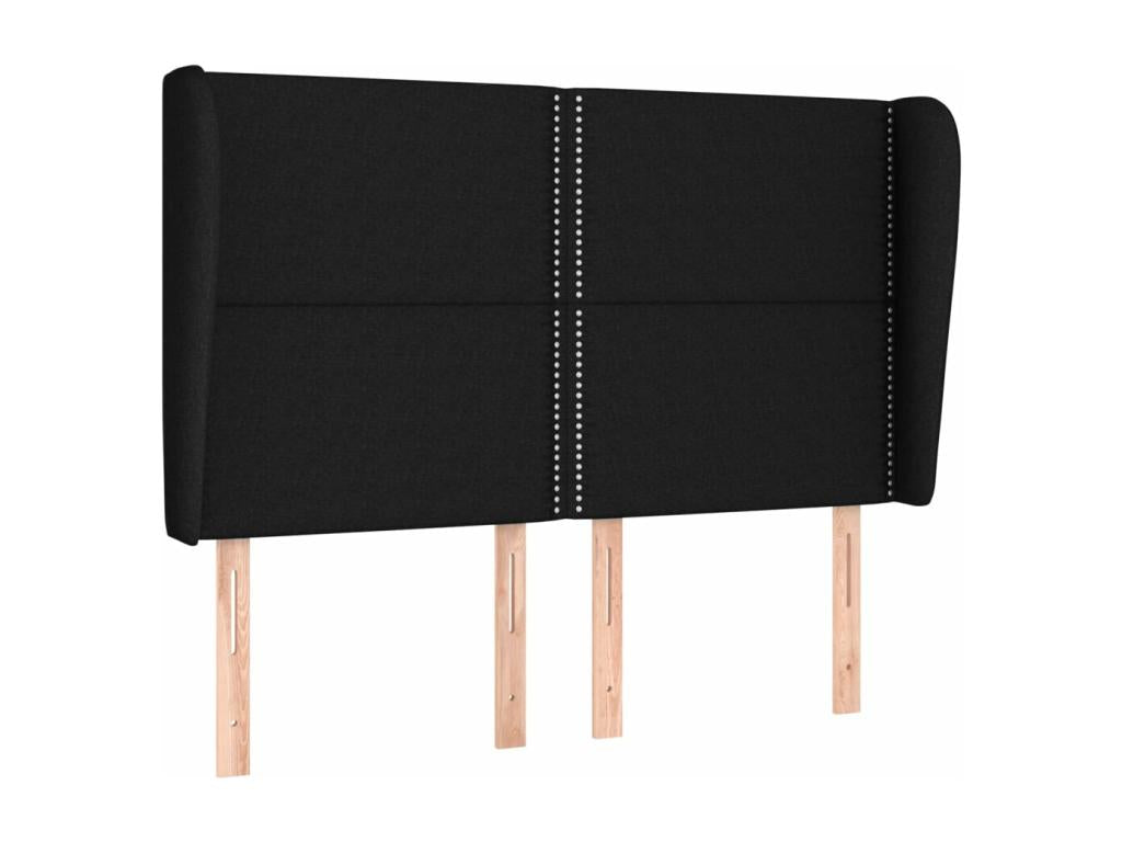 Headboard with wings, Black, 147x23x118/128 cm, Fabric, 84987BTVB