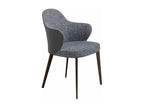 Homelumiere fabric and eco-leather chair in grey with steel legs - Set of 2 - Colour Homelumiere 53