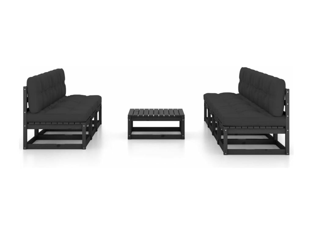 8-piece garden furniture set with cushions, solid pine wood