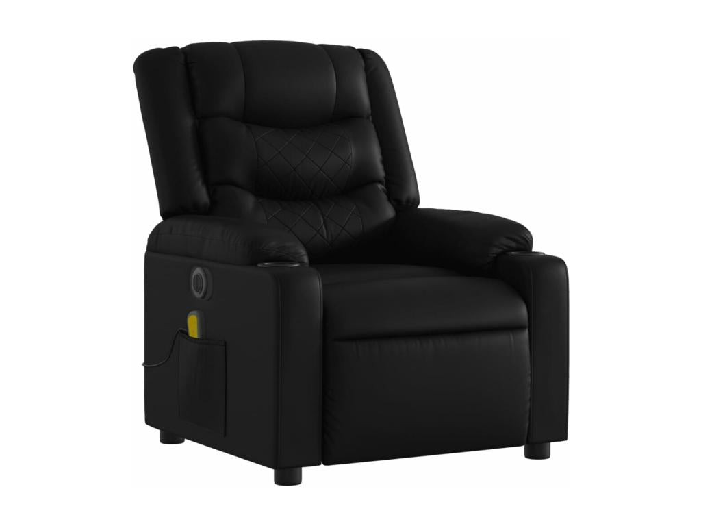 Black faux leather electric reclining massage chair