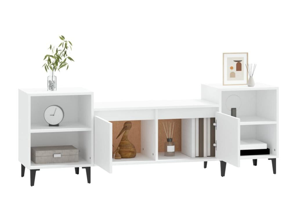 White TV stand 160x35x55 cm Engineered wood