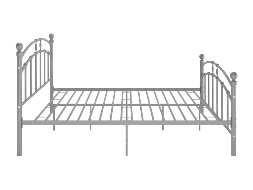 Bed frame without mattress, grey metal, 140x200 cm