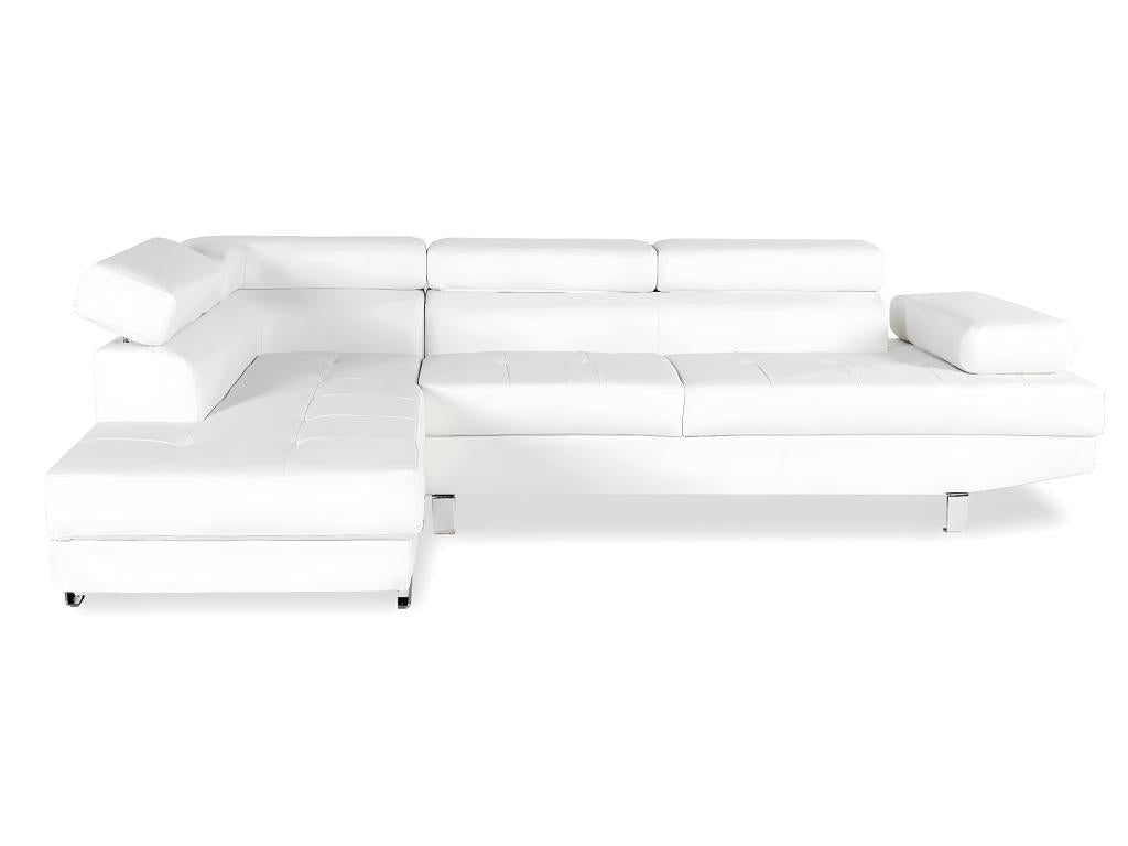 Homelumiere White Left-Hand Corner Sofa with Adjustable Headrests