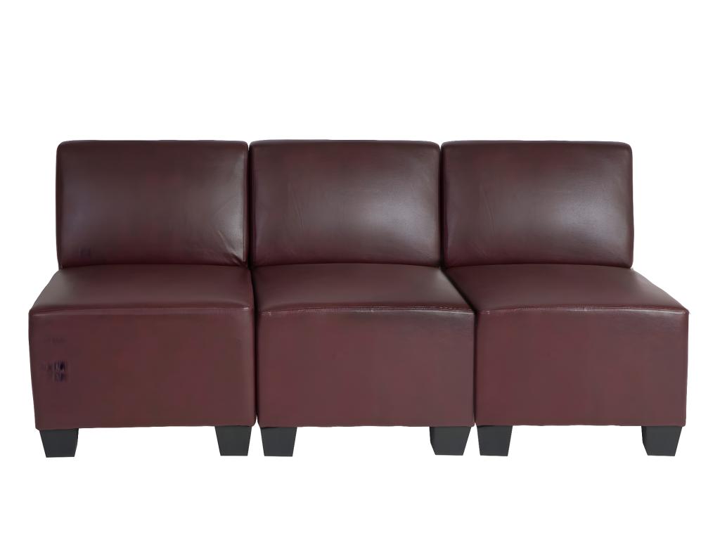 Modular 3-seater sofa Homelumiere faux leather - red-brown without armrests
