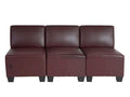 Modular 3-seater sofa Homelumiere faux leather - red-brown without armrests