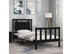 Bed frame with black headboard, 90x190 cm, solid wood