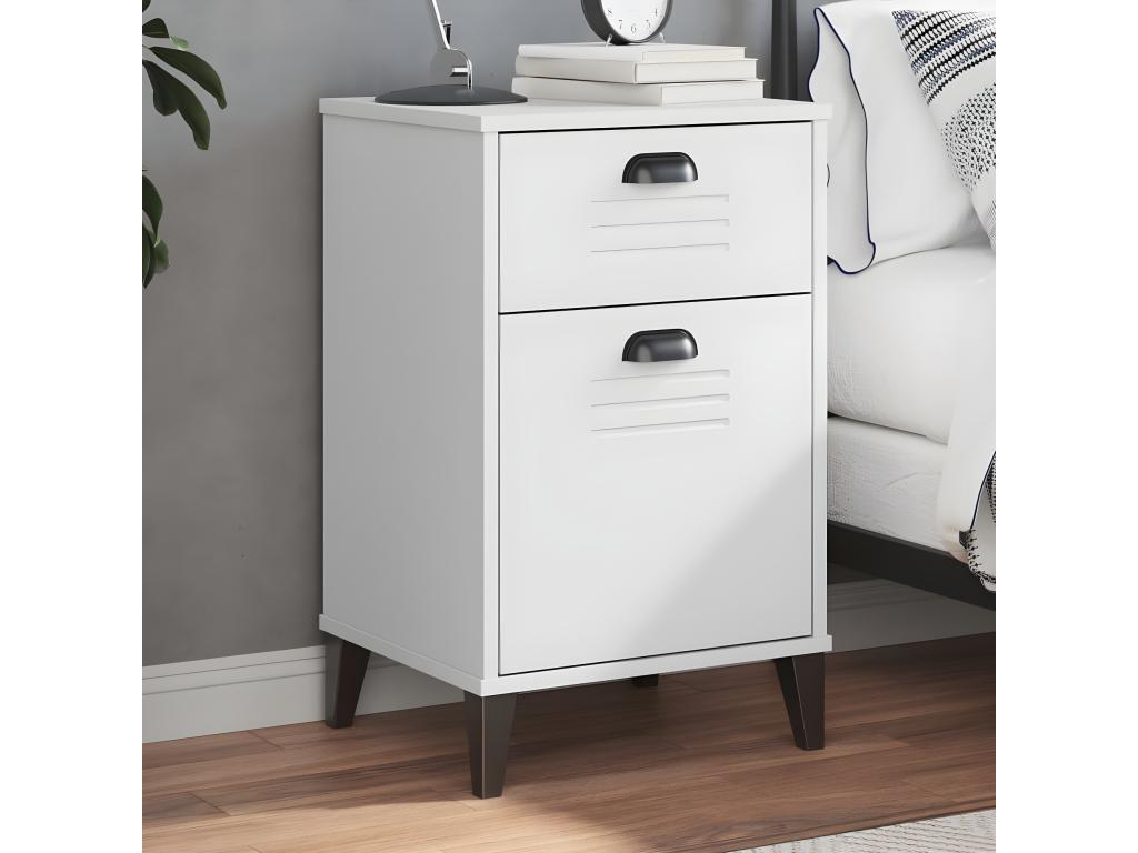 Homelumiere bedside table, white, solid pine wood