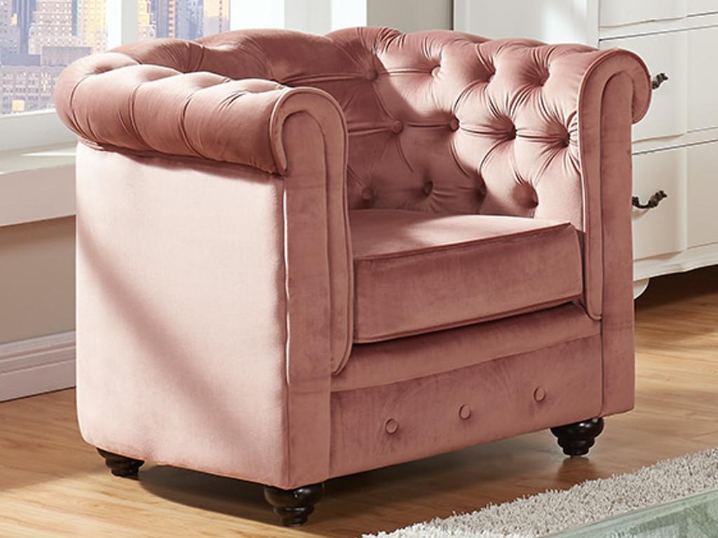 Homelumiere Armchair - Pastel Pink Velvet