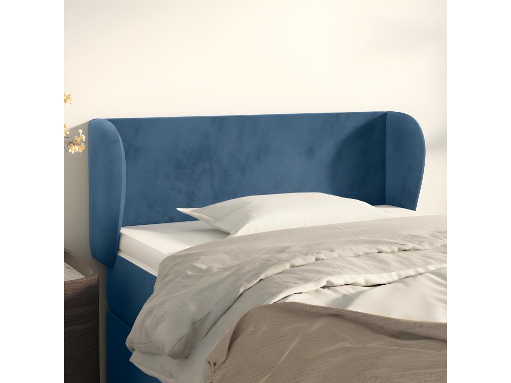 Headboard with wings, dark blue, 83x23x78/88 cm, velvet