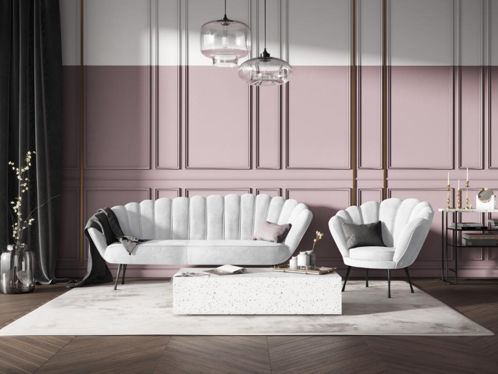 Homelumiere - Homelumiere armchair in light grey velvet - 98x78x76cm