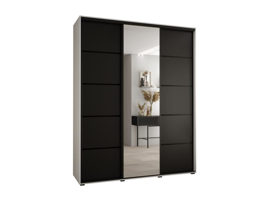 Homelumiere 5 Sliding Door Wardrobe 235.2/200/60 3 Doors White/Black/Black