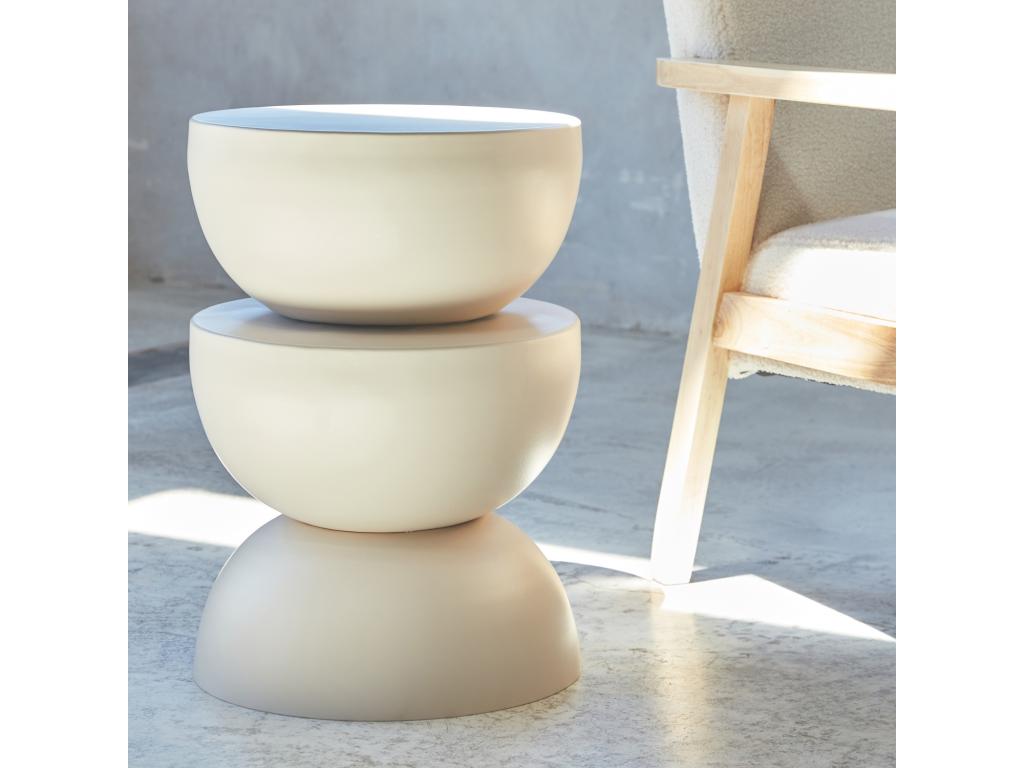 Side table - end table - bedside table in metal - cream - Coumba - 32 x H 46.5cm