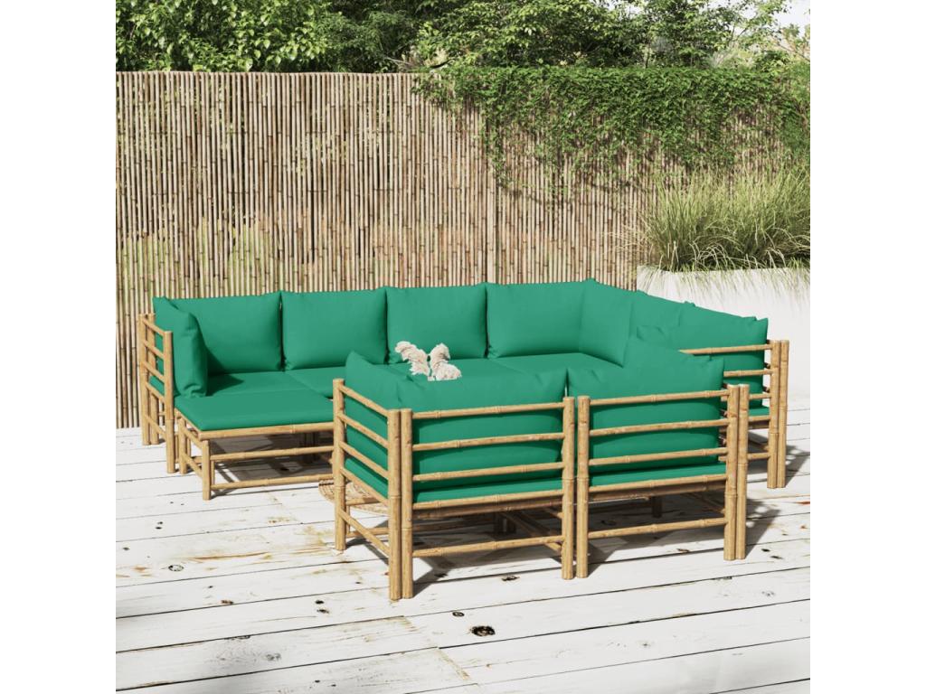 10-piece garden furniture set with green cushions by Homelumiere