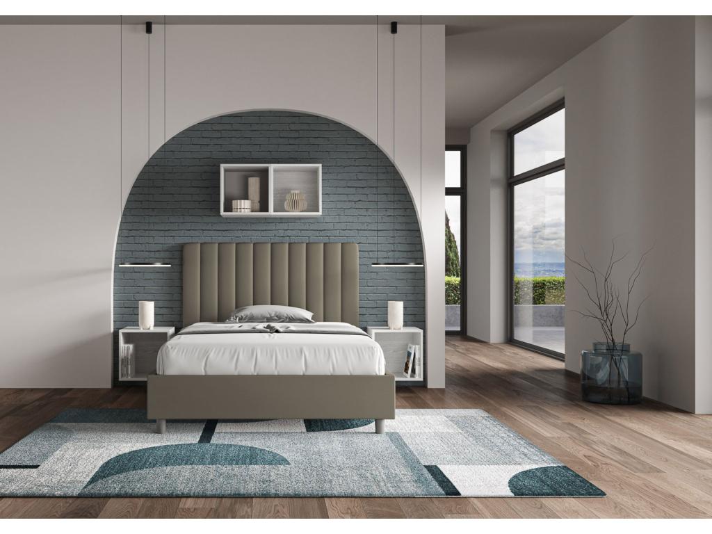 Single bed with storage, upholstered, 120x210 cm, cappuccino faux leather, Homelumiere