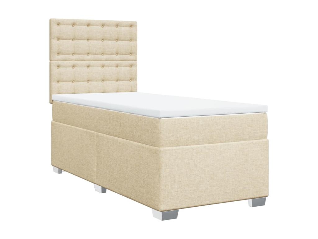 Homelumiere bed base with cream mattress 90x200 cm fabric