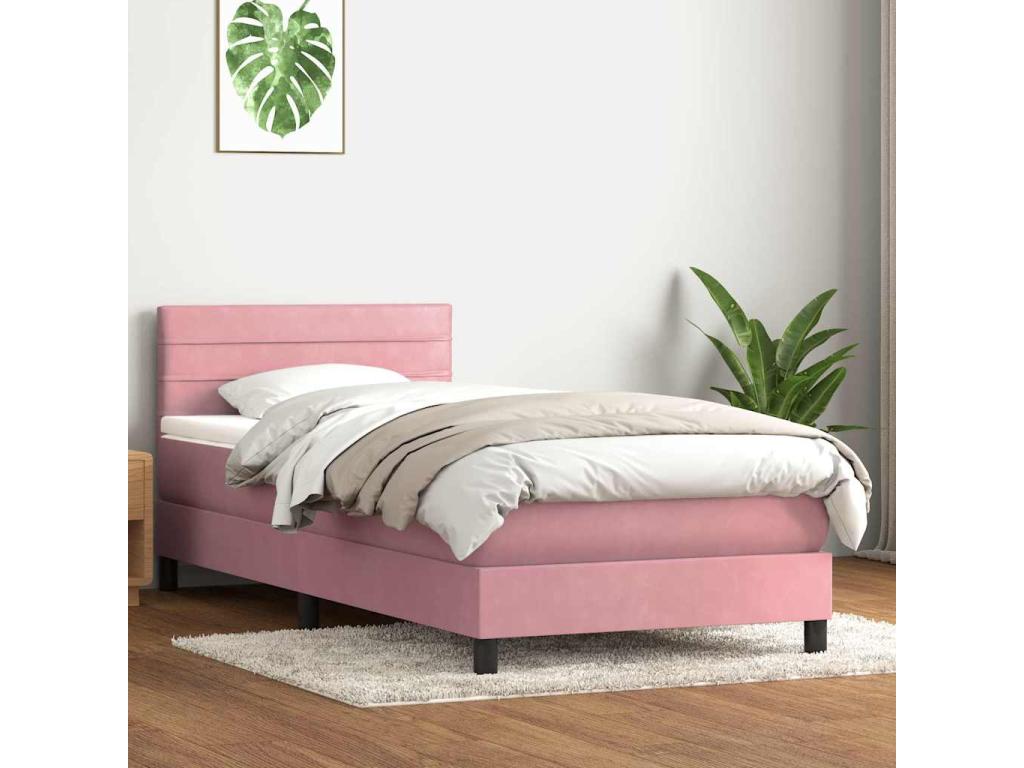 Homelumiere bed base with pink 80x210 cm velvet mattress