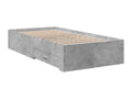Bed frame and drawers, concrete grey, 75x190 cm, engineered wood