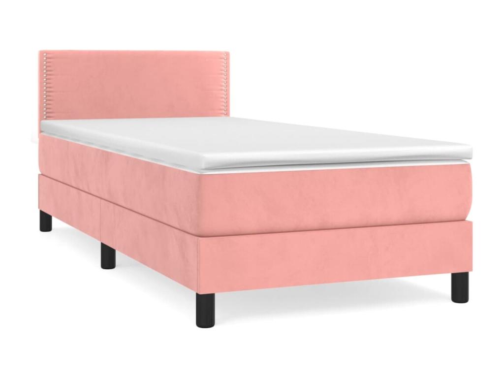Homelumiere bed base with pink velvet mattress 100x200