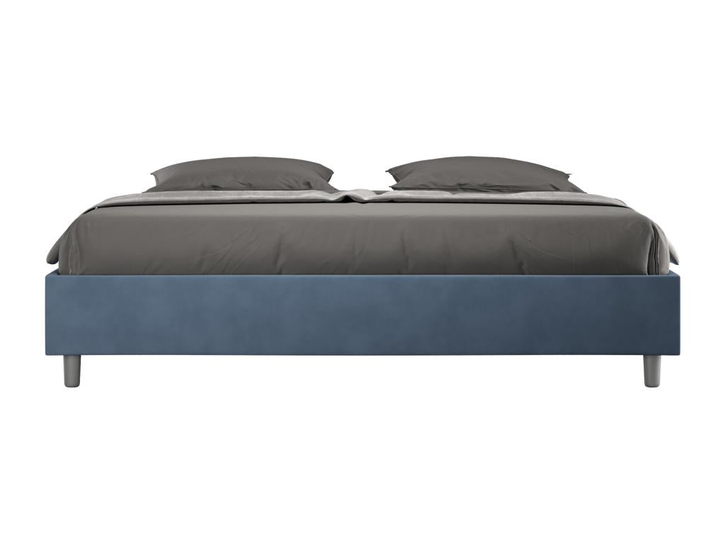 Bed with upholstered slatted base 180x200 microfiber blue Homelumiere