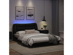 Bed frame with LED lights, black, 140x200 cm, faux leather