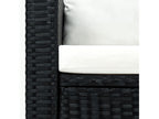3-piece garden furniture set with cushions, black woven resin
