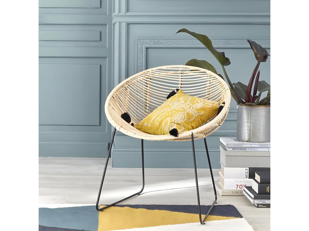 Rattan and metal chair