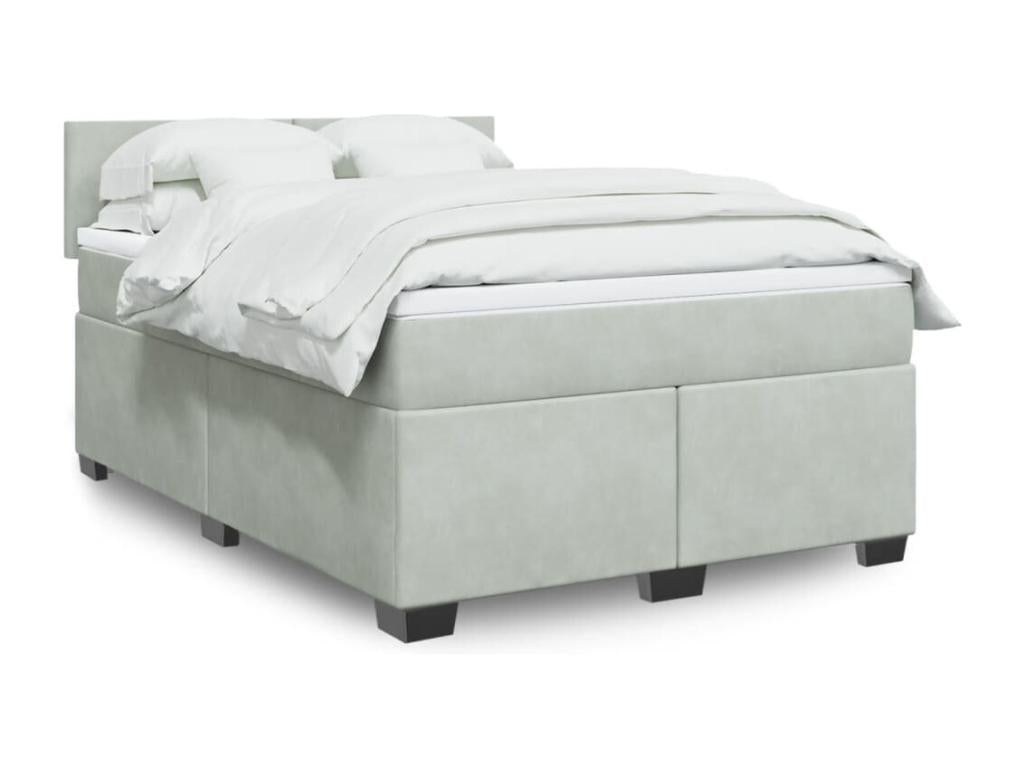 Homelumiere bed base and mattress, light grey, 140x200cm, velvet