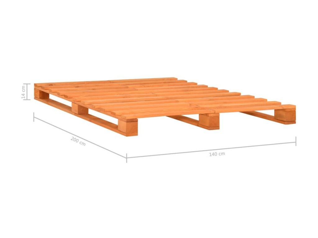 Brown Pallet Bed Frame Solid Pine Wood 140x200