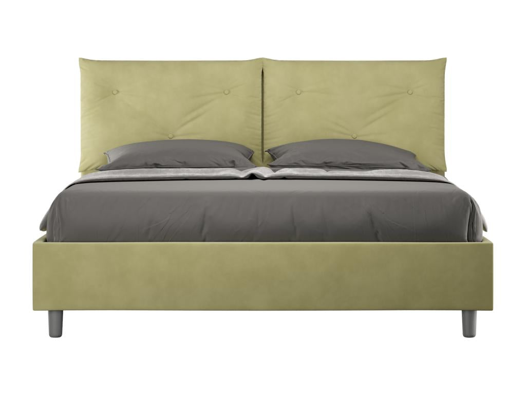 Bed with upholstered slatted base 160x190 microfiber green Homelumiere