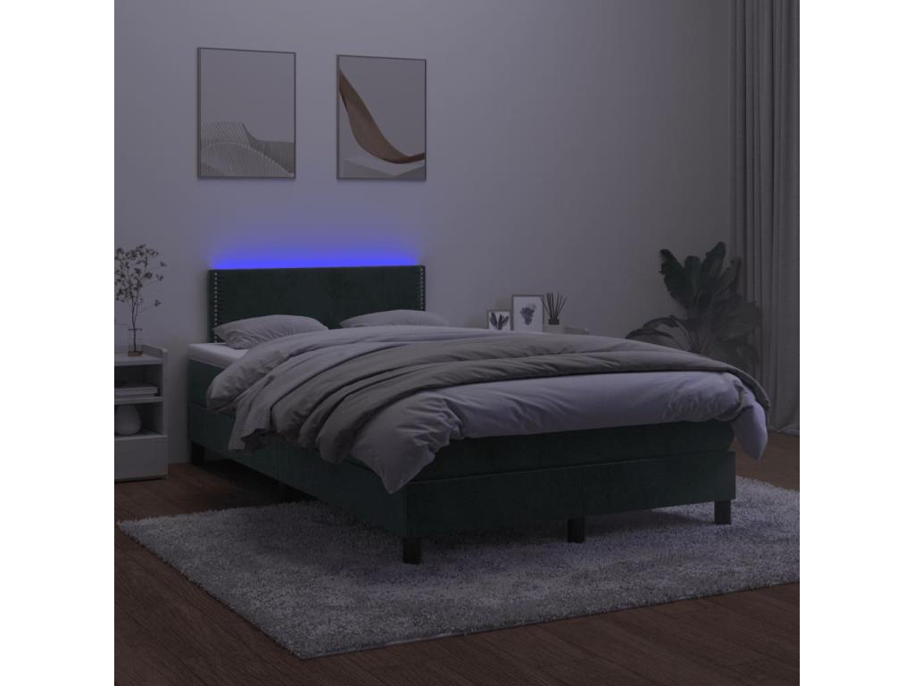 Bed base with Homelumiere bed light and dark green LED mattress 120x190 cm