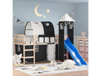 Children's loft bed with white/black frame, 80x200cm, solid pine