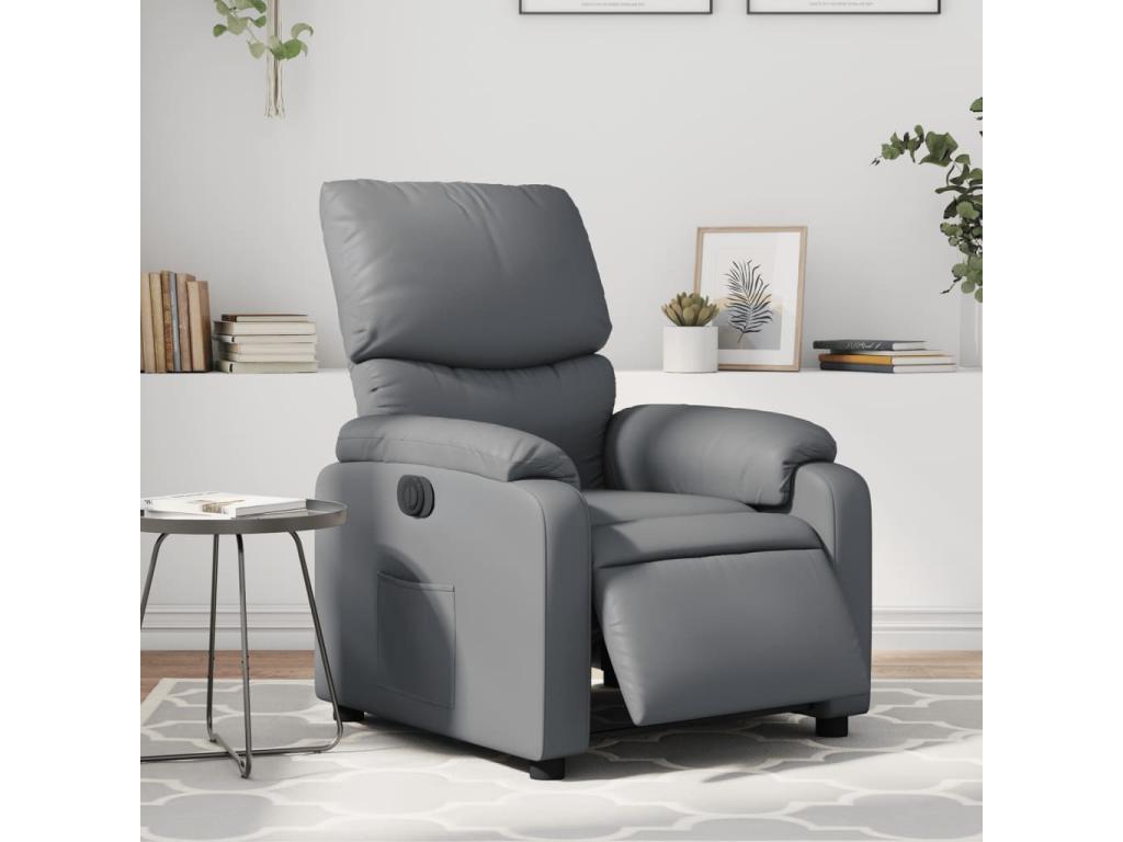 Electric Recliner Chair, Grey Faux Leather 16613HYZC