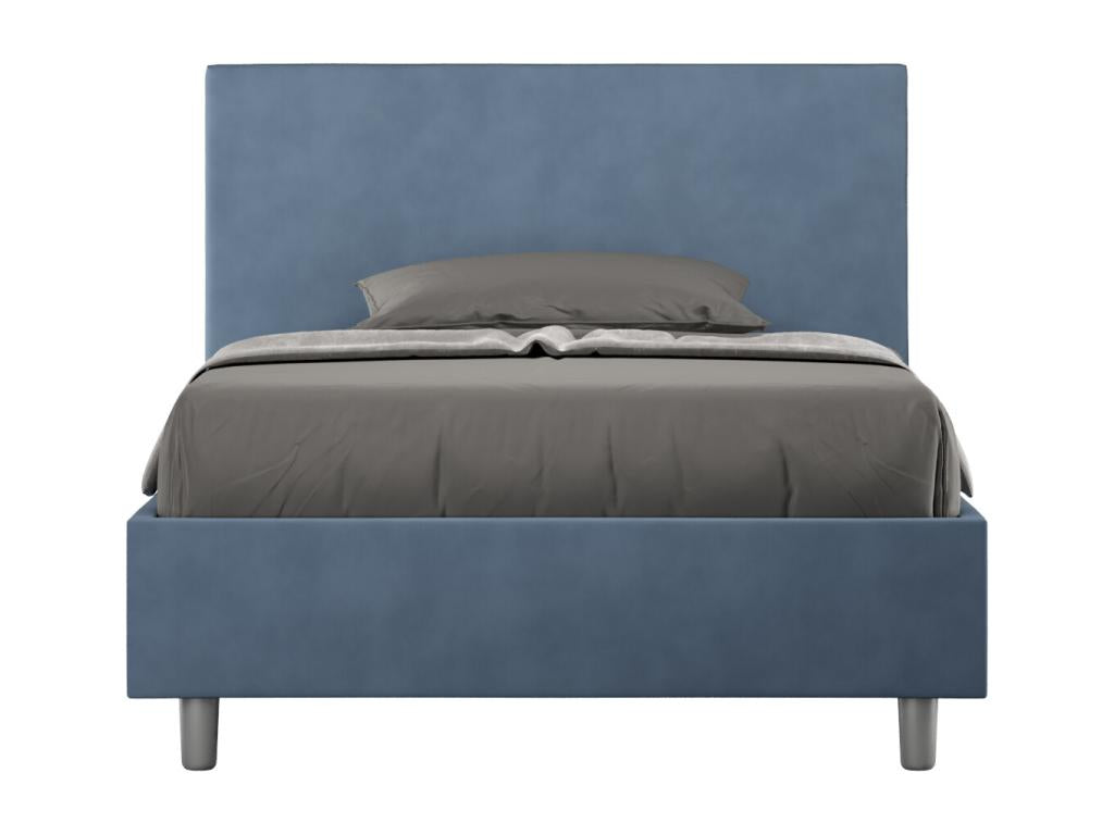 Single bed without slatted base, upholstered, 120x190 cm, blue microfiber, Homelumiere