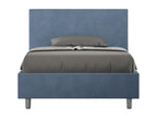 Single bed without slatted base, upholstered, 120x190 cm, blue microfiber, Homelumiere