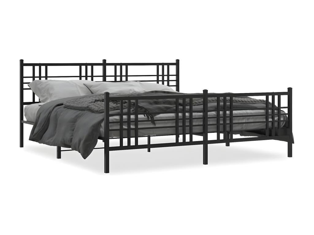 Metal bed frame without mattress with black bed legs 200x200cm 69603UBDB